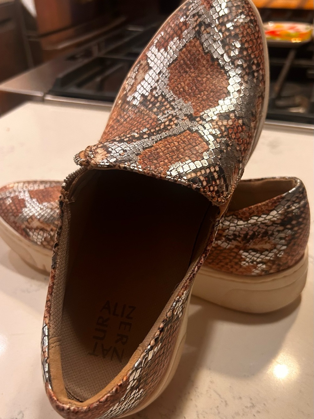 Alegria Alizera Slip-On Sneaker in Brown Snake Print